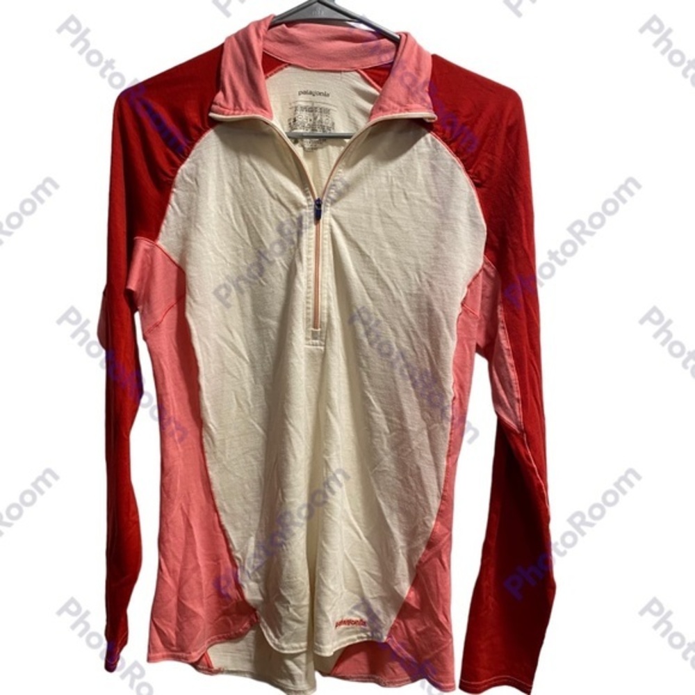 Patagonia Cream, Pink & Red Half-Zip Long Sleeve Top